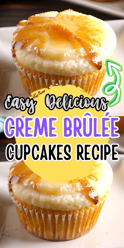 I absolutely love making Creme Brûlée Cupcakes. They are the perfect combination of rich and creamy custard filling surrounded by a light and fluffy cupcake base. The best part is, of course, the crackly caramelized sugar top that adds a delightful crunch with every bite. Vanilla Bean Cream Brûlée Cheesecake Cupcakes, Cream Brulee Cheesecake, Creme Brulee Cupcakes, Creme Brulee Desserts, Creme Brulee Cheesecake, Cream Brulee, Fluffy Cupcakes, Pastry Cream Filling, Classic French Desserts