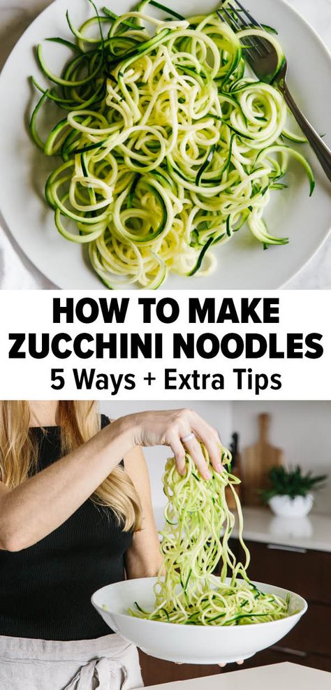 Learn how to cook zucchini noodles perfectly! These 5 methods will help create the perfect delicious zucchini noodle recipes. From zucchini noodles and shrimp to zucchini noodle spaghetti. Your healthy dinner or easy lunch ideas starts here! #zucchininoodlerecipe #zucchinirecipe #easydinnerrecipe Cook Zucchini Noodles, Cook Zucchini, Traditional Pasta, Zucchini Noodle, Pastas Recipes, Fitness Meals, Zucchini Noodle Recipes, How To Cook Zucchini, Keto Diets