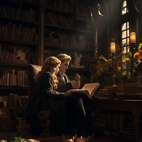 Malfoy Manor Kitchen, Dramione Hogwarts, Isolation Dramione, Dramione Aesthetic, Author Inspiration, Dramione Fanart, Hogwarts Library, Draco Malfoy Fanart, Dramione Fan Art