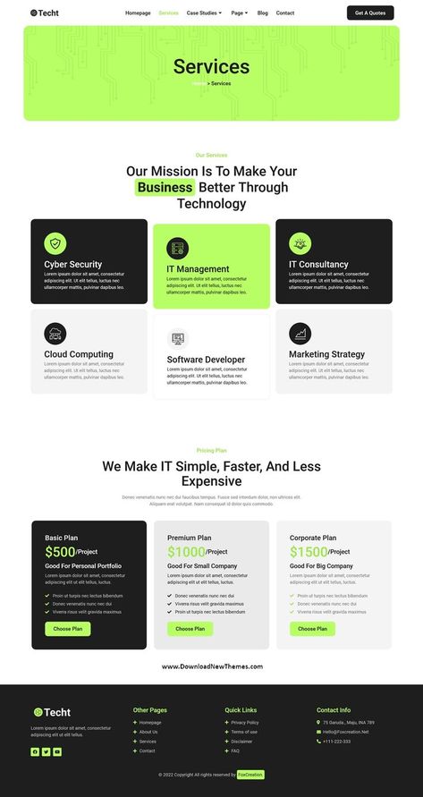 Techt - IT Solutions & Services Company Elementor Template Kit It Company Website, Website Layout Template, Clean Web Design, Startup Website, Corporate Website Design, Unique Web Design, Website Software, Agency Website Design, Modern Website Design