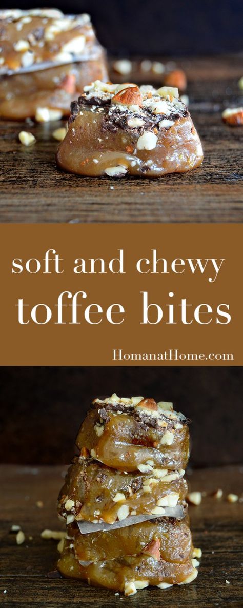 Soft Toffee Recipe, Toffee Bites, English Toffee Recipe, Soft Toffee, Chewy Toffee, Homemade Toffee, Toffee Candy, Toffee Recipe, Dessert Bites