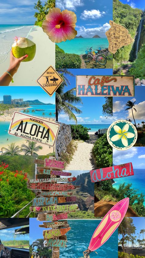 Hawaii Collage Wallpaper, Hawaii Collage, Summer Prints Wallpaper, Summer Beach Wallpaper, Beach Wallpaper Iphone, Tropical Aesthetic, Pretty Wallpaper Ipad, Cute Backgrounds For Iphone, Travel Collage