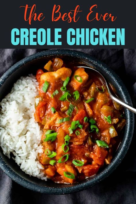 Creole Chicken And Rice, Chicken Creole Recipe New Orleans, Creole Chicken Recipes, Creole Chicken And Sausage, Chicken Creole Recipe, Cajun Rice Recipe, Chicken Creole, Creole Dishes, Creole Chicken