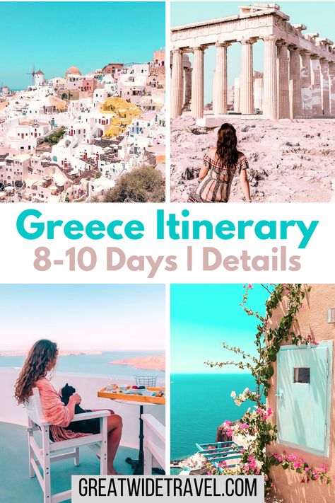 Visiting Greece, Views of the Aegean Sea, Santorini, Oia Greece Travel Itinerary, Greece On A Budget, Greece Travel Outfits, Bucket List Europe, Vacation In Greece, 10 Day Itinerary, Santorini Travel Guide, Greece Honeymoon, Greece Itinerary