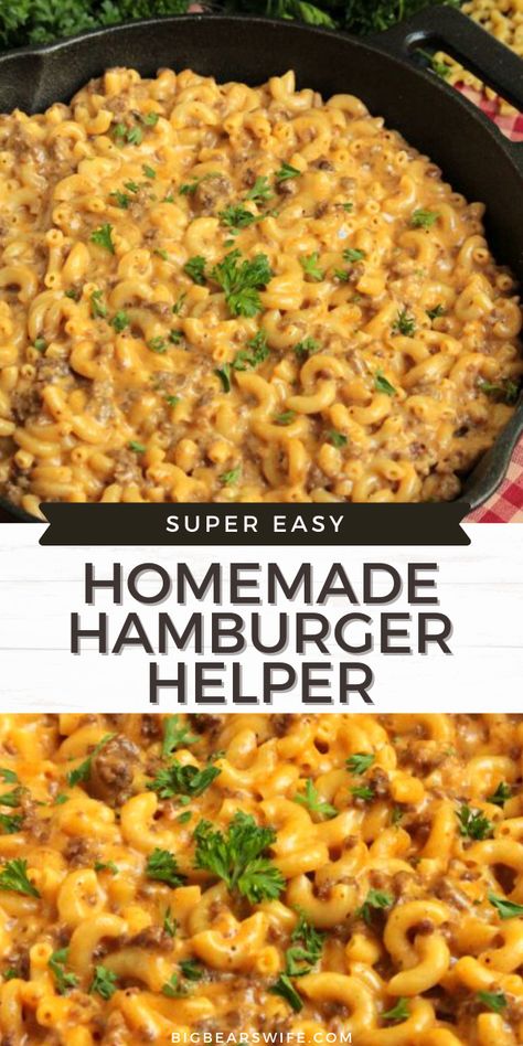 Cheesey Hamburger Mac, Cheeseburger Macaroni Skillet, Cheeseburger Mac And Cheese, Cheeseburger Macaroni, Homemade Cheeseburgers, Hamburger Helper Recipes, Easy Skillet Meals, Macaroni Recipes, Homemade Hamburger