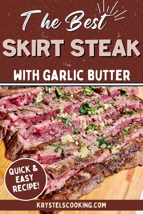 Unlock the secret to the most delicious and tender skirt steak with this simple garlic butter recipe! 😋👨‍🍳 Perfect for busy weeknights - easy, stovetop, and full of flavor! Follow me for more great recipes! 🍽️ Outside Skirt Steak Recipes, Recipes Using Beef Skirt Steak, Steak Skirt Recipes, What To Make With Skirt Steak, Hanging Tender Steak Recipes, Skirt Steaks, Skirt Steak On Stove Top, Tender Skirt Steak Recipe, Skirt Steak Meals