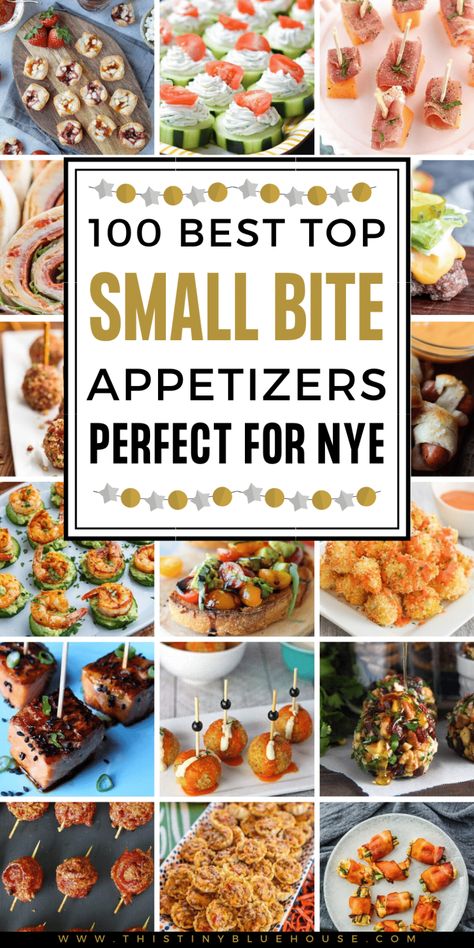 99+ top easy bite sized NYE appetizer Ideas perfect as starters or as a finger food tapas style dinner. #NewYearsEveParty #NewYearsEvePartyFood #NewYearsEvePartyAppetizers #NYEFoodideas #NYEAppetizerIdeas #NYEFingerFoods #SmallBiteAppetizers #FingerFoodRecipes #BestAppetizerIdeas Nye Food Ideas Party Appetizers, Nye Food Ideas, Nye Appetizers, Nye Food, Small Bites Appetizers, New Years Appetizers, New Year's Eve Appetizers, Bite Size Appetizers, Appetizer Ideas