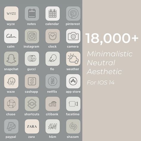 Minimalistic App Icons, Grey Icons Aesthetic, Icons Aesthetic Neutral, Iphone Icon Packs, Grey Icons, Netflix App, Aesthetic Neutral, Minimalist Icons, Neutral Boho