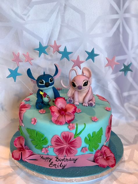 Angel From Lilo And Stitch Cake, Kilo And Stitch Cake, Angel And Stitch Cake, Stitch And Angel Birthday Cake, Stitch Torte, Stitch And Angel Cake, Stitch And Angel Birthday, Angel Birthday Cake, Stitch Cakes