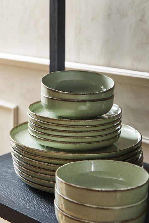 PORCELAIN TABLEWARE WITH RIM - Sea green | ZARA United States Dishware Sets, Iron Bowl, China Bowl, Floral Bowls, Porcelain Tableware, Soup Plating, Coffee Cups And Saucers, China Mugs, Porcelain Bowl