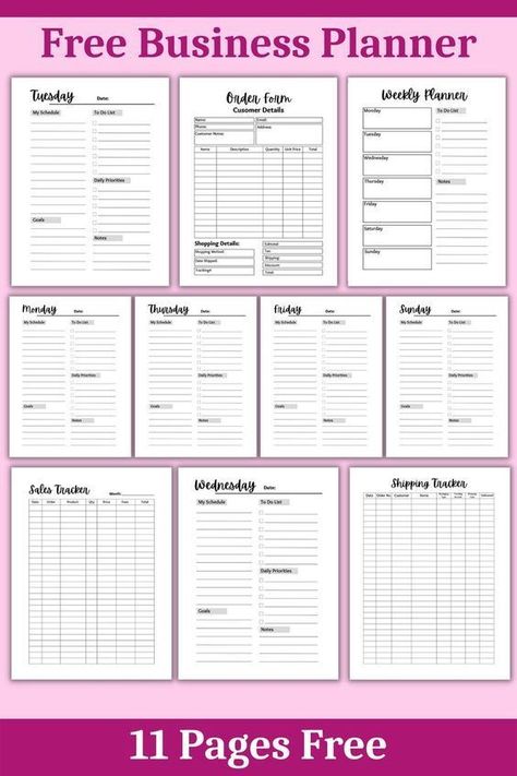 Free small business Planner | Business Printable Planner by  Sharon Bottoms dailyplannertemplate #travelplanner Work Project Planner Printable Free, Order Form Template Free Printable Craft, Business Checks Templates, Small Business Paperwork Organization, Business Forms Templates Free Printable, Inventory Printable Business Free, Powersheets Printable Free, Raffle Ideas For Small Business, Business Plan Template Free Printables