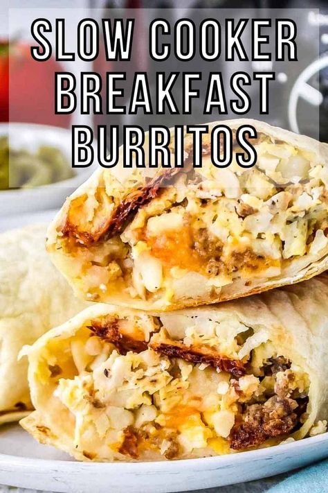 Tent Camping Meals, Breakfast Burritos To Freeze, Burritos To Freeze, Easy Slow Cooker Breakfast, Homemade Breakfast Burritos, Make Ahead Breakfast Burritos, Easy Breakfast Burritos, Breakfast Crockpot Recipes, Breakfast Burritos Recipe