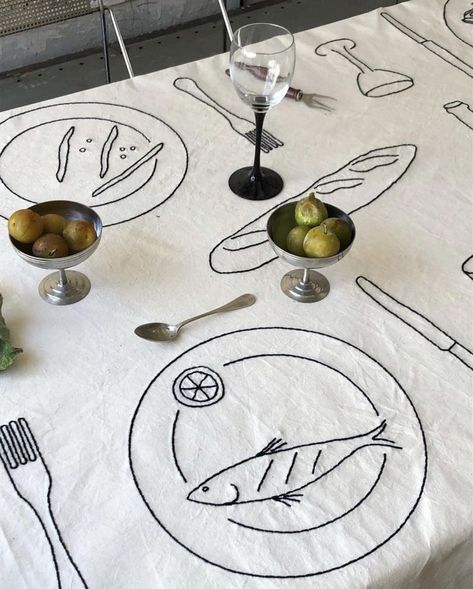 Embroidered Tablecloth, Paris Design, 자수 디자인, Decoration Table, 인테리어 디자인, Home Deco, A Table, Table Cloth, Mood Board