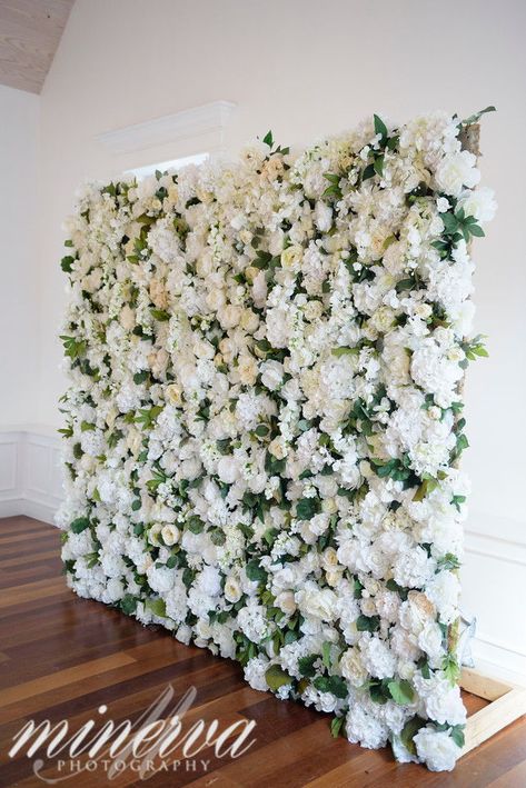 White faux flower wall. St. Augustine Wedding Florist: Jade Violet Wedding Floral Wedding Photographer: Minerva Photography St. Augustine Wedding Venue: The White Room #staugustinewedding #staugustineflorist #timelesswedding Faux Flower Wall, St Augustine Wedding, Violet Wedding, Flower Wall Wedding, Floral Wedding Decorations, Flower Walls, Flower Wall Backdrop, Decor Studio, Wedding Wall