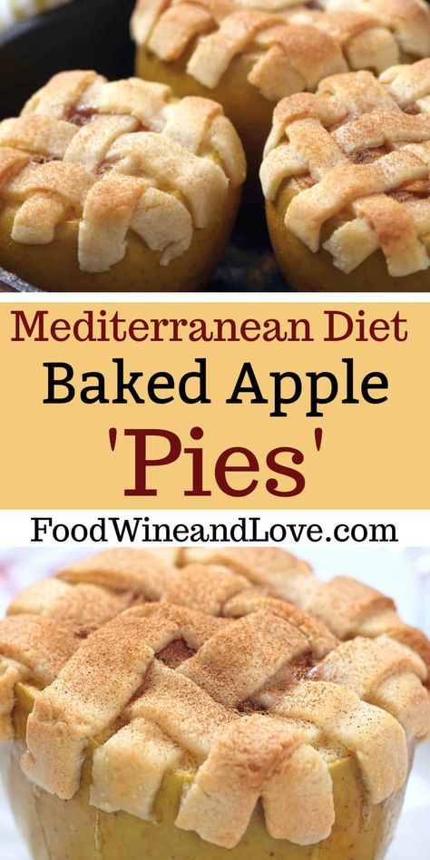 Mediterranean Diet Baked Apple Pies - Food Wine and Love Mediterranean Deserts, Mediterranean Diet Vegan, Mediterannean Diet, Mediterranean Desserts, Tiny Pies, Mediterranean Diet Food List, Mediterranean Recipes Healthy, Mediterranean Diet Recipes Dinners, Med Diet