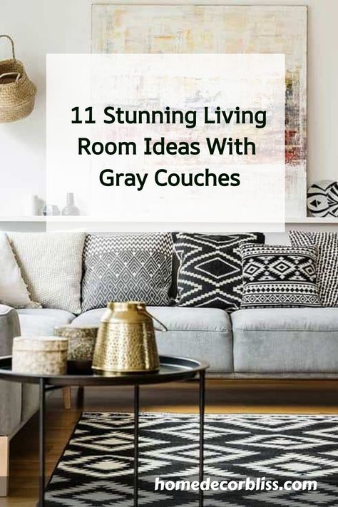 Ready for a living room makeover? Explore 11 fantastic gray couch ideas that will transform your space! Click for inspiration and find the perfect blend of comfort and style for your home. Pillows That Match Grey Couch, Light Gray Couch With Rug, Light Gray Couch Small Living Room Ideas, Grey Sofa What Color Rug, Dressing A Grey Sofa, Cushions For Gray Sofa, Gray Sectional Boho Living Room, Grey Couch And Pillows, Grey Sofa Throw Pillows