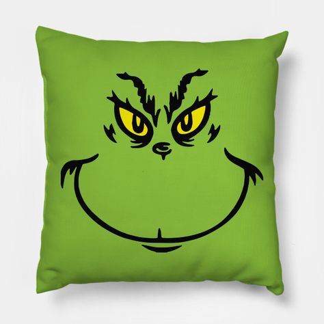 Grinch Evil Smile Face - Grinch Christmas - Pillow | TeePublic Grinch Pillows, Grinch Bedding, Grinch Ideas, Grinch Stuff, Grinch Crafts, Evil Smile, Ideas Navidad, Face Pillow, Future Apartment Decor