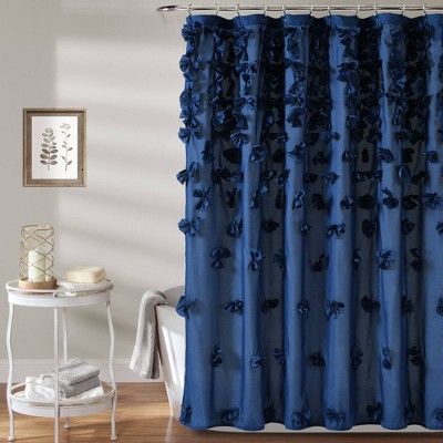 72"x72" Riley Shower Curtain Navy - Lush Décor : Target Shabby Chic Shower, Shabby Chic Shower Curtain, Blue Shower Curtains, Bathroom Farmhouse Style, Shower Curtain Sizes, Unique Shower, Lush Decor, Unique Shower Curtain, Modern End Tables