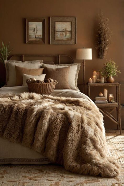 Warm and Inviting: Sherwin Williams Nomadic Desert for Cozy Comfort - HOME CABINET EXPERT Cozy Tan Bedroom, Cozy Desert Home, Nomadic Desert Paint, Nomadic Desert Sherwin Williams, Cavern Clay Bedroom, Warm Cosy Bedroom Ideas, Cavern Clay Sherwin Williams, Sherwin Williams Nomadic Desert, Tan Accent Wall