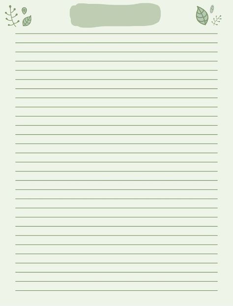 Cute Note Printable, Aesthetic Note Taking Template, Notes Template For School, Cute Note Paper Aesthetic, Green Notes Ideas, Good Notes Pages Templates, Notes Pad Template, Aesthetic Writing Template, Goodnotes Template Free Paper Cute