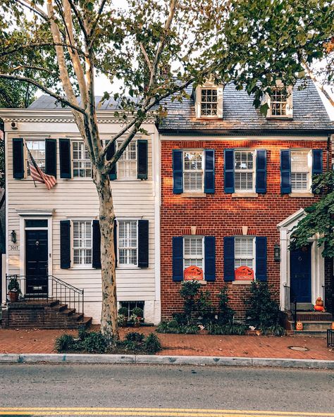 Visit Dc, Townhouse Exterior, Rain Fall, Little Cabin In The Woods, Little Cabin, Casa Exterior, Row House, Cabin In The Woods, Cute House