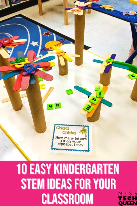 Are you looking for fun, hands-on ways to incorporate STEM into your kindergarten classroom? I got you covered! In this blog, I highlight 10 super easy kindergarten STEM activities your students will love! Some of the activities included are using Lego blocks, kindergarten STEM for the holidays, building a birdhouse, measuring challenges, and much more! These are perfect ideas for introducing the world of STEM to your kindergarten students in a fun and simple way! #MissTechQueen Kindergarten Engineering Projects, Steam Ideas For Kindergarten, Enrichment Activities Kindergarten, Building Challenges Kindergarten, Steam Centers For Kindergarten, Steam Challenges Kindergarten, Fun Stem Activities For Kindergarten, Stem First Grade Activities, Engineering For Kindergarten