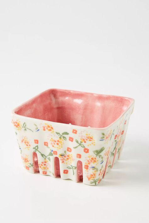 Floral Ceramic Berry Basket | Anthropologie Ceramic Berry Basket, Berry Basket, Pottery Inspo, Anthropologie Home, Berry Baskets, Pottery Crafts, Cute Kitchen, Ceramics Ideas Pottery, Dream House Decor