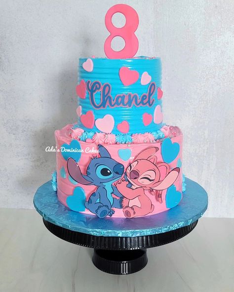 Lilo and Stich Cake ♥️❤️💙❤️💙 . . . . . . #liloandstichcake .#stichcake .#bizcochodominicano🎂🇩🇴 .#bizcochoinfantil .#suspirodominicano Stitch And Angel Birthday Cake, Stitch And Angel Cake, Stitch And Angel Birthday, Stitch Birthday Cake, Stitch Bday, Angel Birthday, Stitch Party, Stitch Cake, Angel Cake