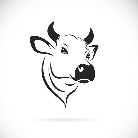 Cow Vector Illustration, Cow Sketch Drawings, Cow Logo Design Ideas, Cute Cow Sketch, Cow Face Drawing, Cow Head Drawing, Ox Drawing, Cow Logo Design, Ox Illustration