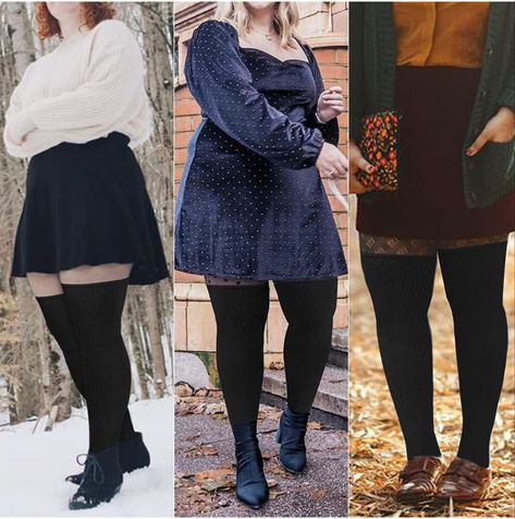 Plus Size Thigh Highs Outfit, Plus Size Knee High Socks Outfits, Plus Size Thigh High Socks Outfit, Thigh High Stocking Outfit Ideas, White Thigh High Socks Outfit, Stockings Outfit Plus Size, Thigh High Stockings Outfit, Thigh Socks Outfit, Plus Size Knee High Boots Outfits