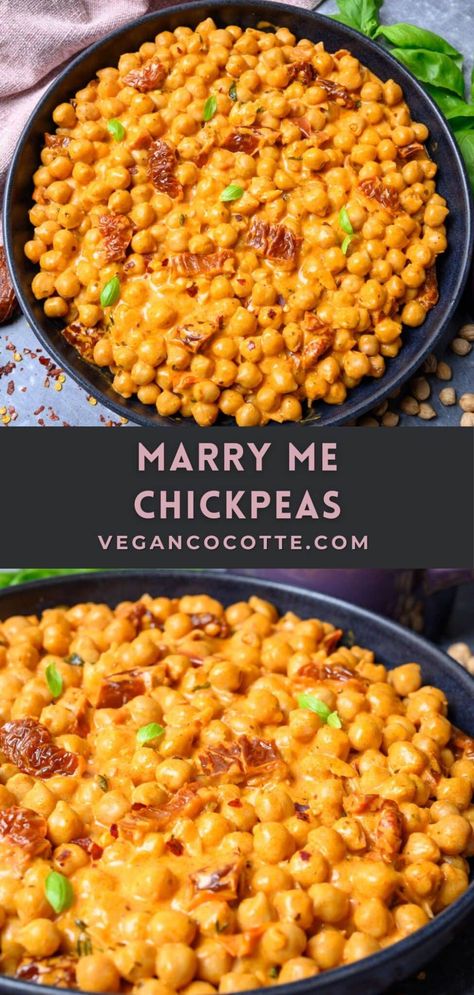 Marry Me Chickpeas Saying Yes, Tasty Vegetarian Recipes, Vegetarian Dinners, Meatless Meals, Vegan Dinner Recipes, Veggie Dishes, Bean Recipes, Vegan Recipes Healthy, Vegan Eating