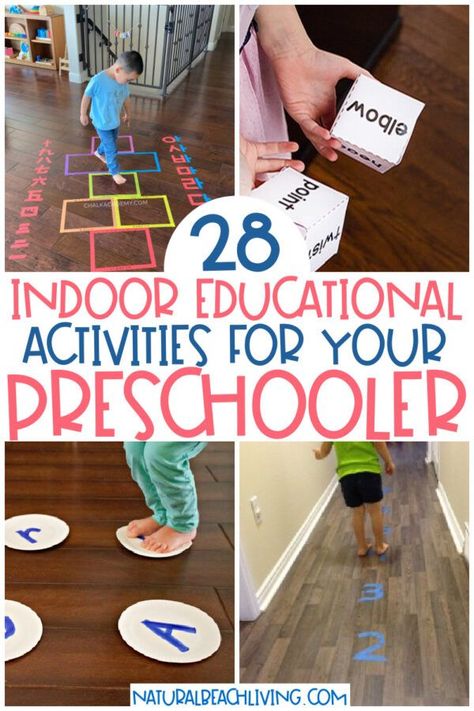 28+ Indoor educational activities for preschoolers that your 3 and 4-year-olds will absolutely love. Indoor Games for Kids and Educational Activities, Learning Activities, Preschool Activities, and Indoor Activities at Home, From energy-busting gross motor activities to quiet time preschool ideas and fine motor practice Family Theme Gross Motor Activities, 4k Activities, Indoor Preschool Activities, Learning Activities Preschool, Prek Learning, Nanny Activities, Fun Activities For Preschoolers, Early Childhood Education Activities, Fine Motor Practice