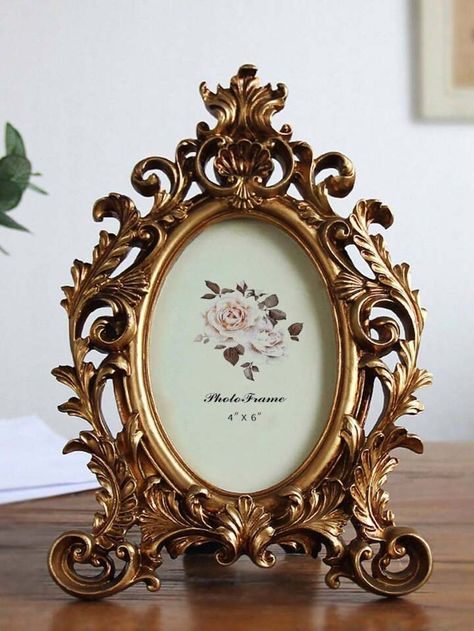 Vintage European Style Gold Picture Frame Resin Home Decor Display Stand, 6 Inch | SHEIN USA Resin Home Decor, Home Decor Display, Gold Picture Frame, Gold Frames, Vintage European, Gold Collar, Gold Picture Frames, Decor Display, European Vintage