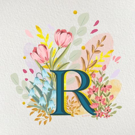 Letter R Design, R Alphabet, Tulip Fabric Paint, Christmas Fonts Alphabet, R Monogram, Initials Logo Design, Christmas Tree Clipart, Watercolor Christmas Tree, Christmas Fonts