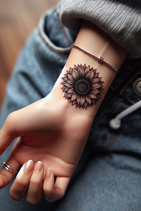 Mini Sunflower Tattoo, Tattoo Ideas Women Arm, Tattoos Men Shoulder, Shoulder Tattoos Men, Tattoos Women Arm, Arm Tattoos Women, Female Arm Tattoos, Men Shoulder Tattoo, Women Arm Tattoo