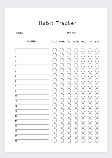 weekly habit tracker printable Habit Tracker Printable Monthly, Habit Challenge, Habit Tracker Template, Weekly Habit Tracker, Routine Tracker, Printable Habit Tracker, Habit Tracker Bullet Journal, Planner Writing, Habit Tracker Printable