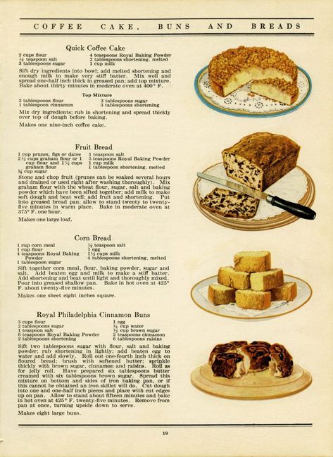 Fruit Bread, Old Design, Vintage Cooking, Monkey Bread, Printable Vintage, Retro Recipes, Vintage Cookbooks, Old Recipes, Cinnamon Buns