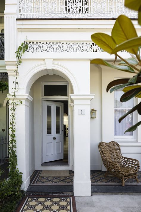 A Renovated Victorian Terrace In Balmain Victorian Terrace Exterior, Minimal Staircase, Roof Section, Victorian Terrace Renovation, Terrace Exterior, Victorian Home Renovation, Renovated Victorian, Victorian Homes Exterior, Marble Plinth