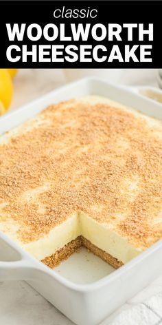 Woolworth Cheesecake Recipe, Woolworth Cheesecake, Cheesecake Delight, Fluffy Cheesecake, Cheesecake Recipes Classic, Cream Cheese Desserts, Fluff Desserts, Lemon Dessert Recipes, Dessert Bar Recipe