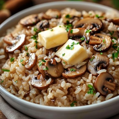 Ultimate Savory Mushroom Rice | Rich And Flavorful Side Dish - My Home Made Recipe Creamy Mushroom Rice Recipes, Rice With Mushrooms And Onions, Lundberg Wild Rice Recipes, Risotto Recipes Mushroom, Rice And Mushroom Recipes, Broccoli Mushroom Rice, Mushroom Soup Rice, Rice Mushroom Casserole, Mushroom Wild Rice Casserole