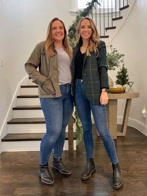 Chelsea Boot Outfits on Two Body Types - Merrick's Art Chelsea Boots Wide Calves, Black Chelsea Ankle Boots Outfit, Chelsea Boot Flare Jeans, Dm Chelsea Boots Outfit, Winter Outfit Chelsea Boots, Minimalist Chelsea Boots, Olive Green Chelsea Boots Outfit, Chelsea Boots Outfit Midsize, Birkenstock Boots Women Outfit