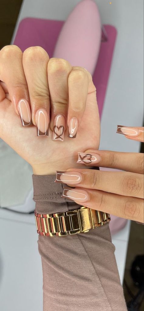 French Nails Design, Brown Acrylic Nails, Brown Nails Design, Simple Gel Nails, Girly Acrylic Nails, French Tip Acrylic Nails, Her Nails, Simple Acrylic Nails, Short Square Acrylic Nails