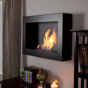 Anywhere Fireplace Soho Black Satin Anywhere Indoor Fireplace $349.00 Fake Fireplaces, Gel Fireplace, Basement Suite, Spare Bathroom, Black Feature Wall, Fireplaces Ideas, Wall Mounted Fireplace, Wall Mount Fireplace, Mounted Fireplace