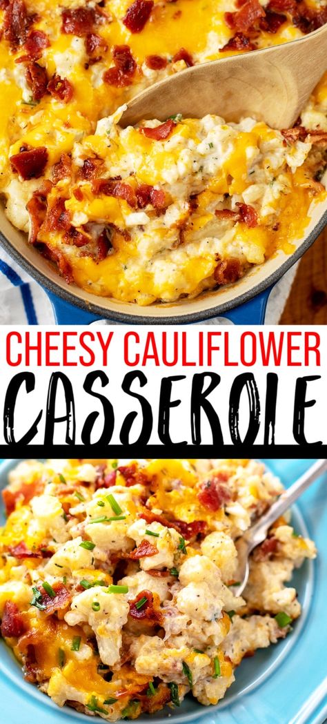 Cheesey Cauliflower, Breakfast Casserole Crockpot, Ranch Cauliflower, Cheesy Cauliflower Casserole, Keto Cauliflower Casserole, Baked Cauliflower Casserole, Veggie Casseroles, Low Carb Cauliflower Casserole, Cauliflower Cheese Bake