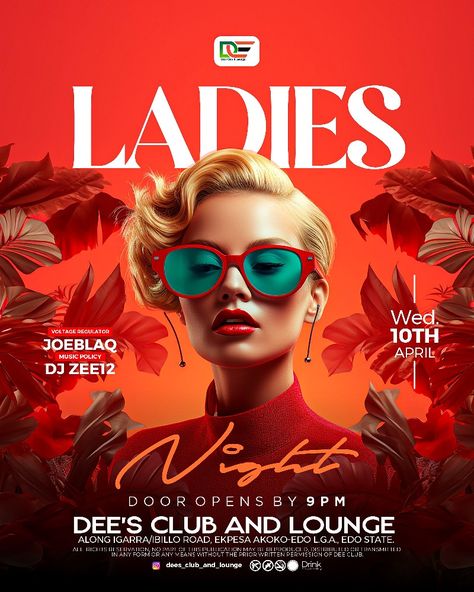 Club Poster, Banner Design and More Lounge Graphic Design, Club Posters Design, Club Flyers Design, Party Poster Design Ideas, Birthday Party Poster Design, Night Club Poster Design, Ladies Night Poster, Night Club Design, Event Banner Design