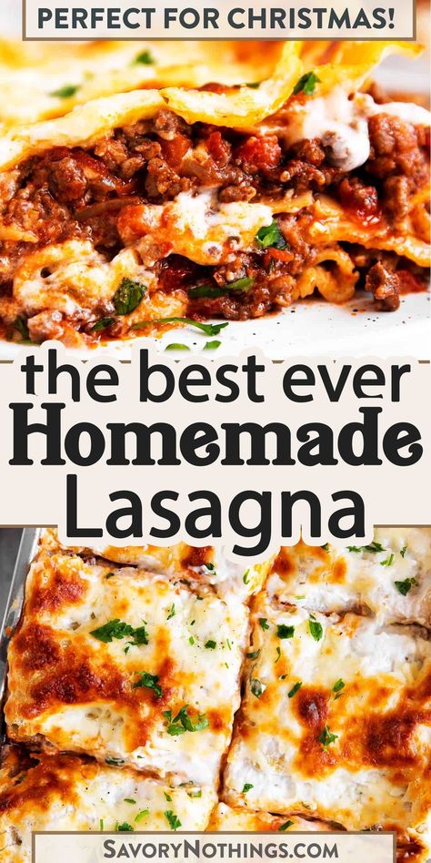 Tasty Lasagna Recipe, Dinners Without Pasta, Lasagna Recipe With Bashamel, Lasagna With Cream Cheese Recipes, Northern Italian Lasagna, Lagsana Recipe With Ricotta Cheese, 7 Cheese Lasagna Recipe, Lasagna With Meat Sauce And Ricotta, Best Homemade Lasagna Recipe Ricotta