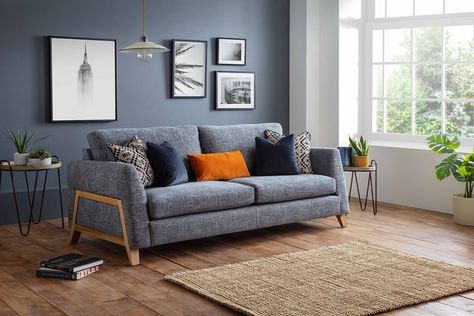 Celebrity here at Furniture World Charcoal Sofa Living Room, Teal Walls Living Room, Grey Sofa Design, Gray Sofa Styling, Danish Living Room, Log Burner Living Room, Interior Decoration Ideas, Grey Sofa Living Room, Teal Living Rooms