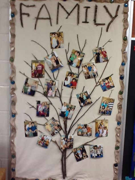 Family photo wall - Anti bias education starts with making sure all your students feel represented and comfortable in the classroom. #antibias #earlychildhood #preschoolclassroom Displaying Family Pictures, Family Tree For Kids, Preschool Family, Classroom Preschool, Trees For Kids, Reggio Inspired Classrooms, Family Tree Project, Family Photo Wall, Toddler Classroom