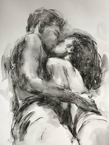 Nelina Trubach-Moshnikova Artworks | Saatchi Art Charcoal Couple Drawing, People Kissing Drawing, Couple Art Drawing, Kissing Draw Reference, Kisses On Paper Aesthetic, Kissing Sketch, Kiss Draw, Kiss Sketch, Drawing Kiss