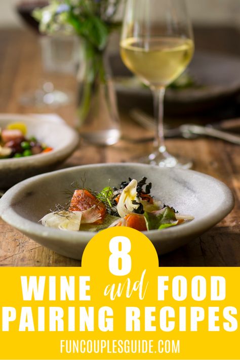 Having trouble pairing wine with a dish?  8 recipes paired with the most popular wines.   Whether you are hosting a party or just want a dinner pairing at home.  You will find that these recipes and wine parings go great and will make you and your guests happy.  Many of these easy to make appetizers will make a great wine pairing menu if you decide to host a wine tasting party.  This will give you ideas for hosting the perfect wine tasting party. Food And Wine Pairing Dinners, Wine Tasting Pairing Ideas, Appetizer And Wine Pairing, Tasting Menu Recipes, Food Pairing With Wine, Wine Pairing Menu Ideas, Wine Tasting Menu Ideas, Wine Pairing Dinner Party, Wine Dinner Menu Ideas